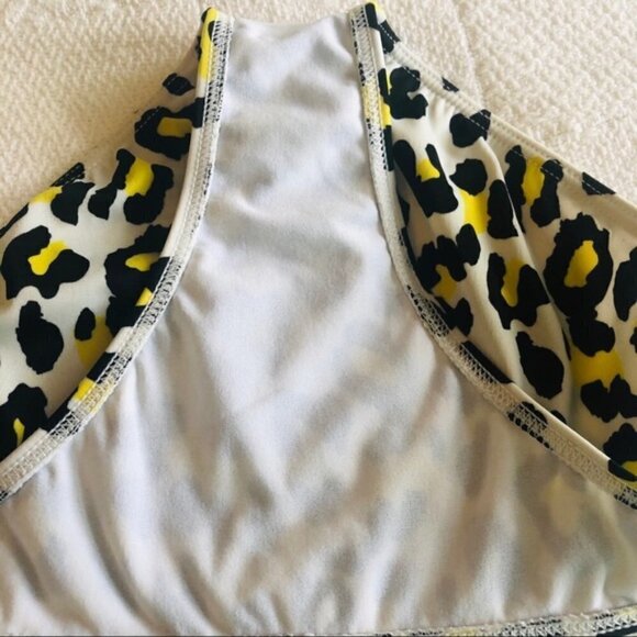 Billabong Bikini Bottom Cheetah Animal Print White Black Yellow Swim size Large - Picture 11 of 12